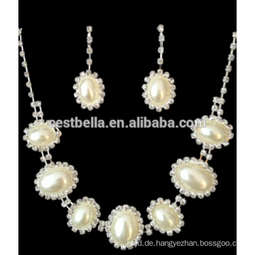 Großhandel weiße Perle Zubehör Brautschmuck Halskette Ohrring